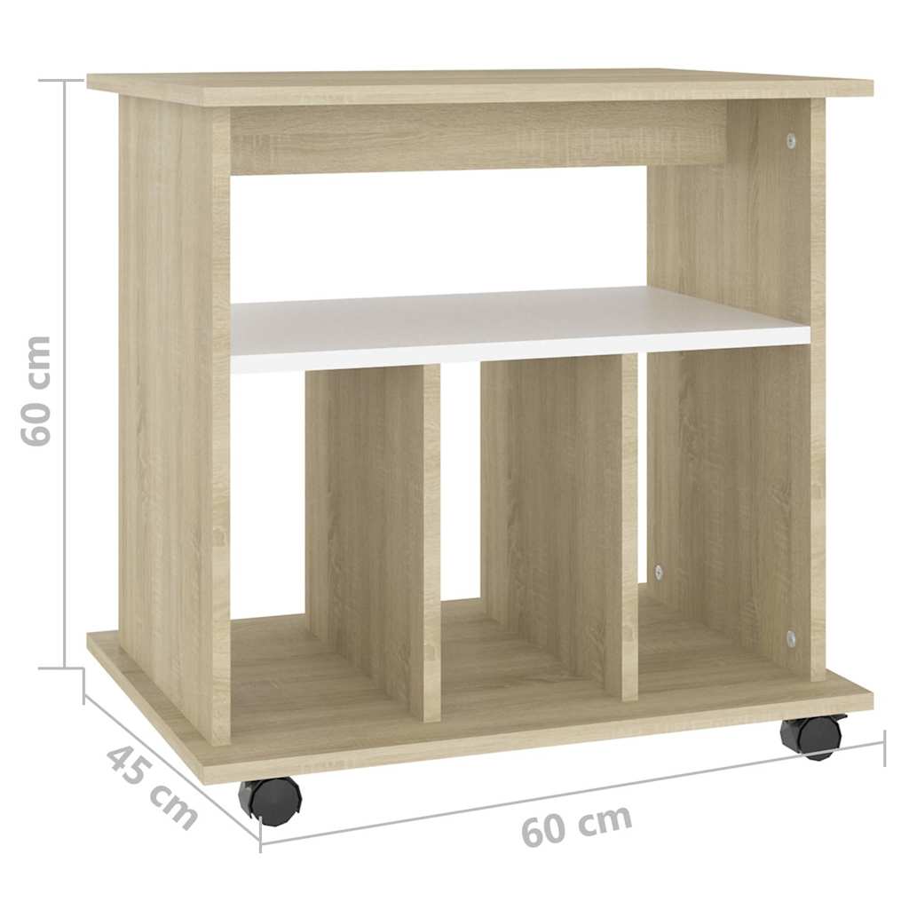 Ντουλάπι Τροχήλατο Λευκό/Sonoma Δρυς 60x45x60 εκ. Μοριοσανίδα
