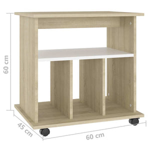 Ντουλάπι Τροχήλατο Λευκό/Sonoma Δρυς 60x45x60 εκ. Μοριοσανίδα