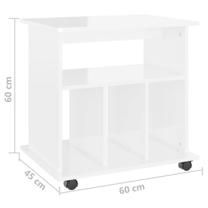 Ντουλάπι Τροχήλατο Γυαλιστ. Λευκό 60x45x60 εκ. από Επεξ. Ξύλο