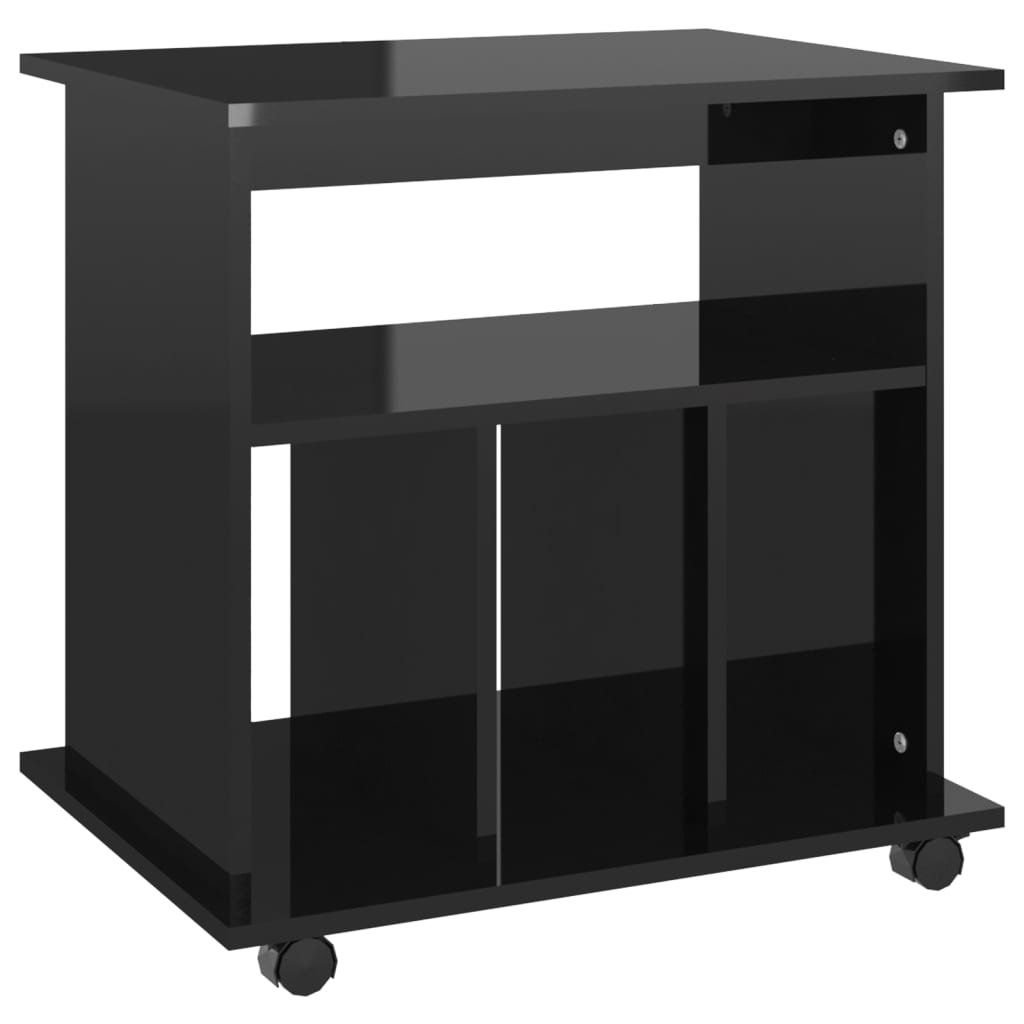 Ντουλάπι Τροχήλατο Γυαλιστ. Μαύρο 60x45x60 εκ. από Μοριοσανίδα