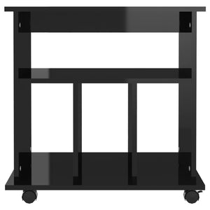 Ντουλάπι Τροχήλατο Γυαλιστ. Μαύρο 60x45x60 εκ. από Μοριοσανίδα