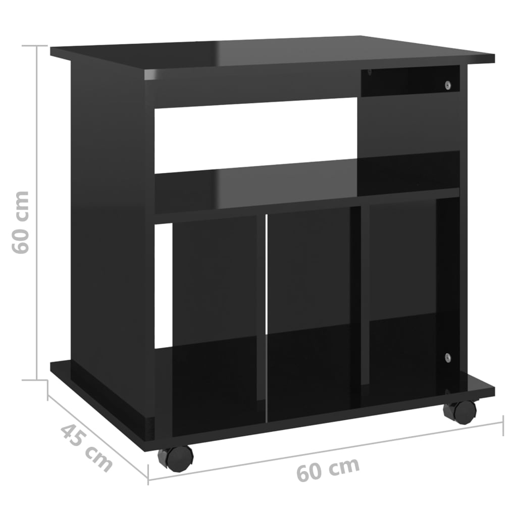 Ντουλάπι Τροχήλατο Γυαλιστ. Μαύρο 60x45x60 εκ. από Μοριοσανίδα