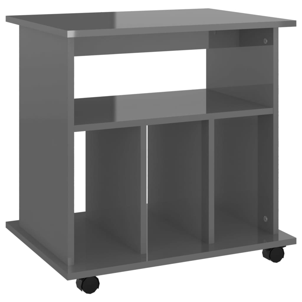 Ντουλάπι Τροχήλατο Γυαλιστ. Γκρι 60x45x60 εκ. από Μοριοσανίδα