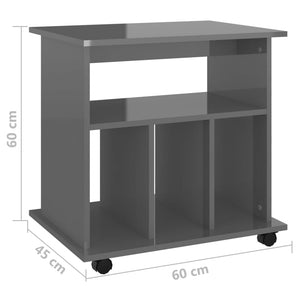 Ντουλάπι Τροχήλατο Γυαλιστ. Γκρι 60x45x60 εκ. από Μοριοσανίδα