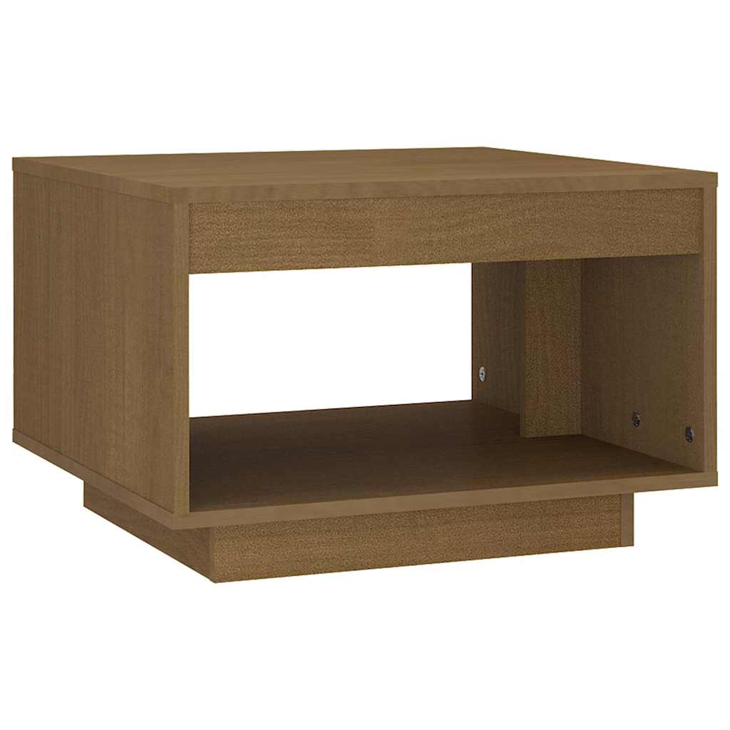 Τραπεζάκι Σαλονιού Καφέ Μελί 50x50x33,5 εκ. Μασίφ Ξύλο Πεύκου