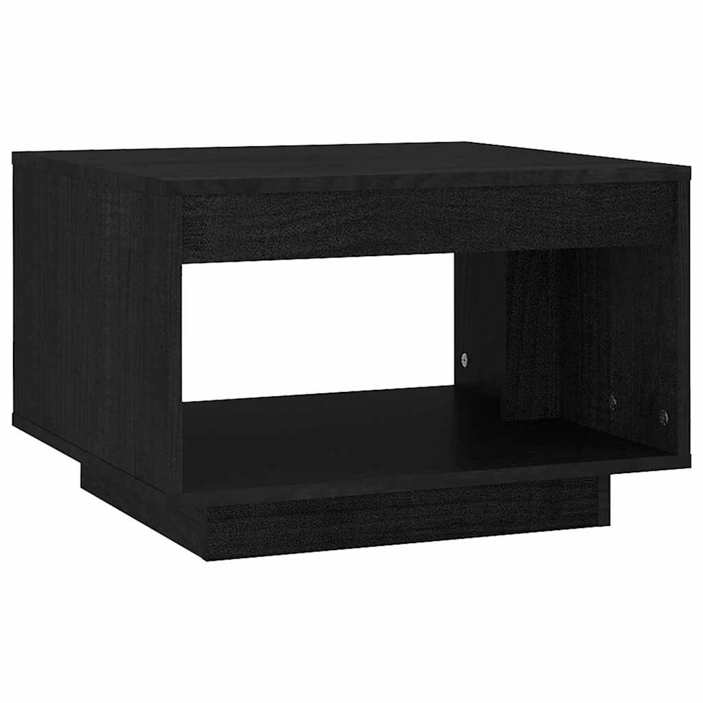 Τραπεζάκι Σαλονιού Μαύρο 50x50x33,5 εκ. από Μασίφ Ξύλο Πεύκου