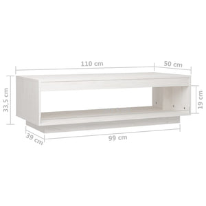 Τραπεζάκι Σαλονιού Λευκό 110x50x33,5 εκ. από Μασίφ Ξύλο Πεύκου - Pakobazaar