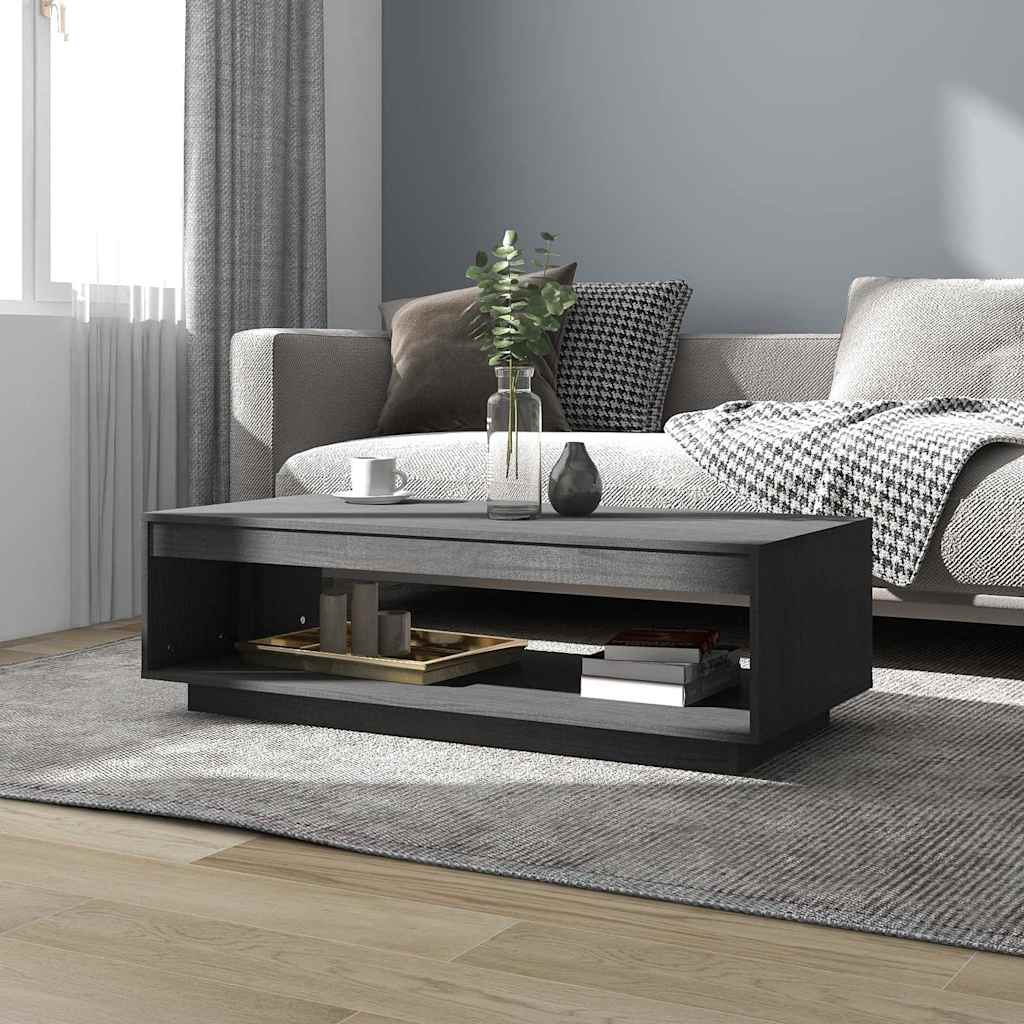 Τραπεζάκι Σαλονιού Γκρι 110x50x33,5 εκ. από Μασίφ Ξύλο Πεύκου