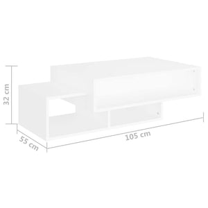 Τραπεζάκι Σαλονιού Λευκό 105 x 55 x 32 εκ. από Επεξ. Ξύλο