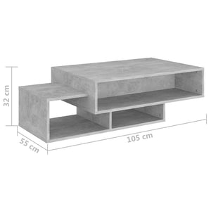 Τραπεζάκι Σαλονιού Γκρι Σκυροδέματος 105x55x32 εκ. Επεξ. Ξύλο