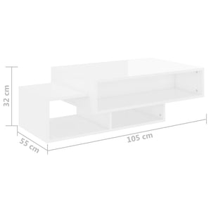 Τραπεζάκι Σαλονιού Γυαλιστερό Λευκό 105x55x32 εκ. Επεξ. Ξύλο