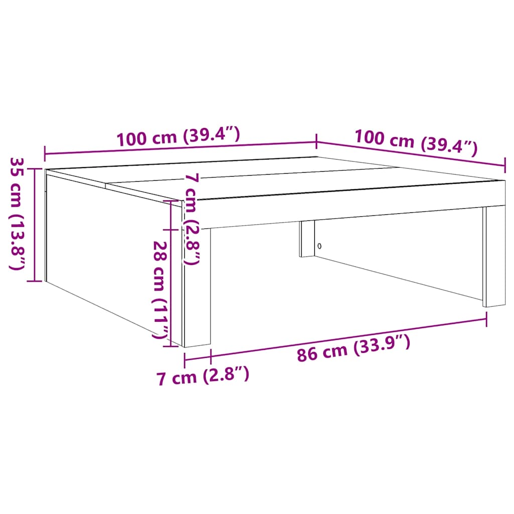 Τραπεζάκι Σαλονιού Γκρι 100 x 100 x 35 εκ. Μοριοσανίδα