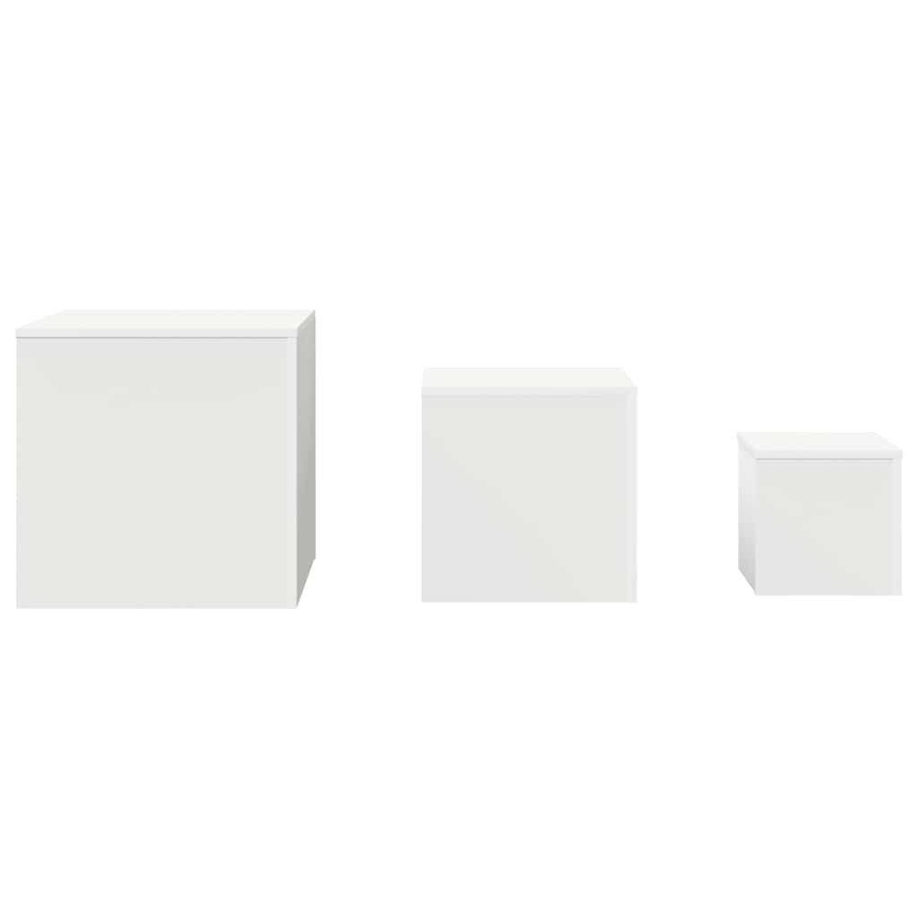 Βοηθητικά Τραπεζάκια 3 τεμ. Λευκά από Μηχανικά Ξύλινα - Pakobazaar