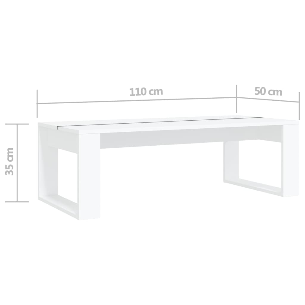 Τραπεζάκι Σαλονιού Λευκό 110 x 50 x 35 εκ. Επεξεργασμένο Ξύλο