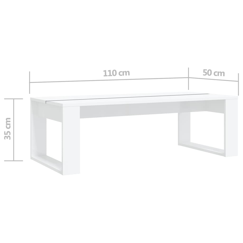 Τραπεζάκι Σαλονιού Γυαλ. Λευκό 110x50x35 εκ. Επεξεργασμένο Ξύλο