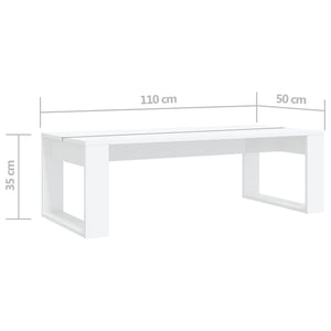 Τραπεζάκι Σαλονιού Γυαλ. Λευκό 110x50x35 εκ. Επεξεργασμένο Ξύλο