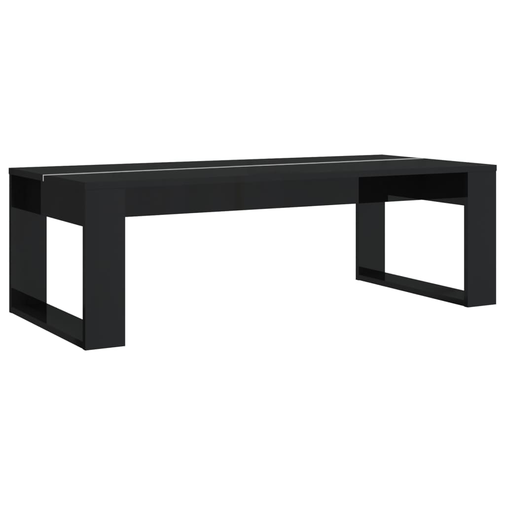 Τραπεζάκι Σαλονιού Γυαλ. Μαύρο 110x50x35 εκ. Επεξεργασμένο Ξύλο - Pakobazaar