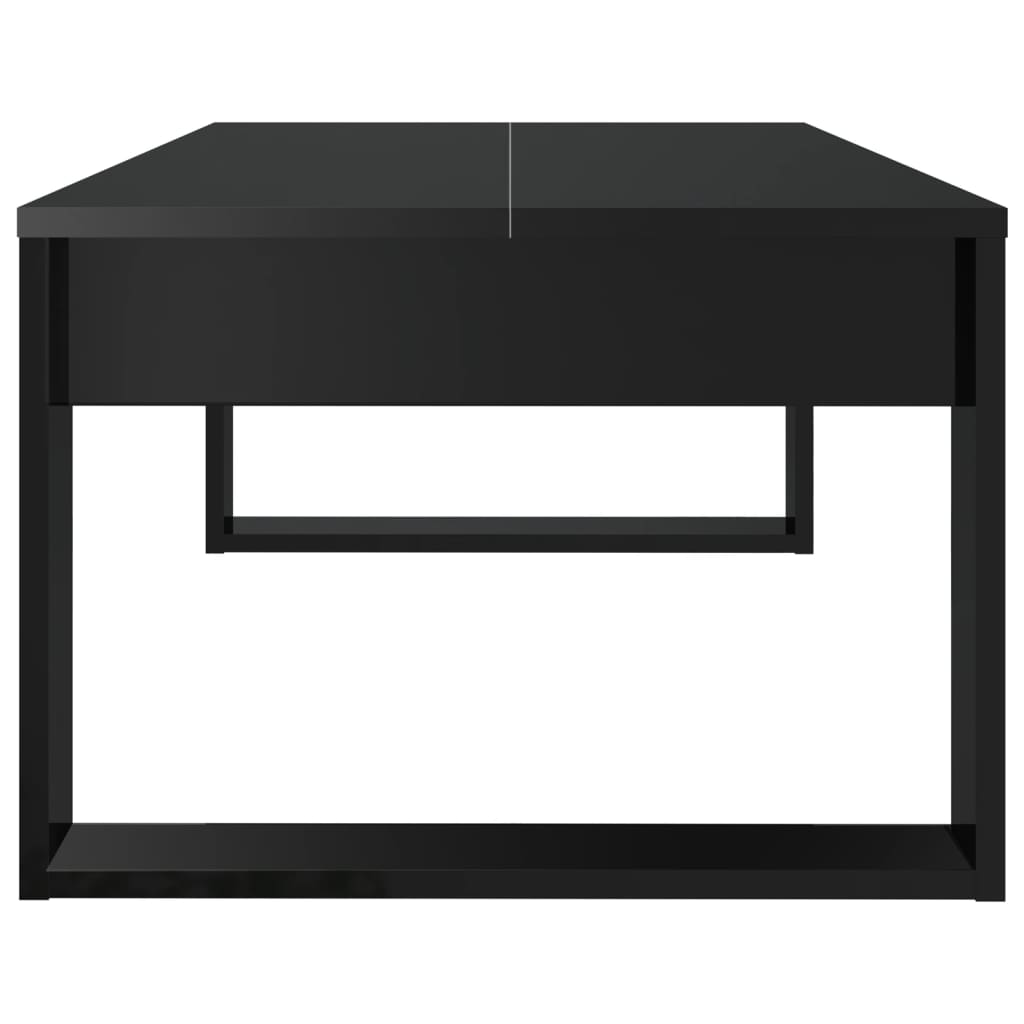 Τραπεζάκι Σαλονιού Γυαλ. Μαύρο 110x50x35 εκ. Επεξεργασμένο Ξύλο - Pakobazaar