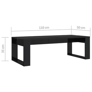 Τραπεζάκι Σαλονιού Γυαλ. Μαύρο 110x50x35 εκ. Επεξεργασμένο Ξύλο - Pakobazaar
