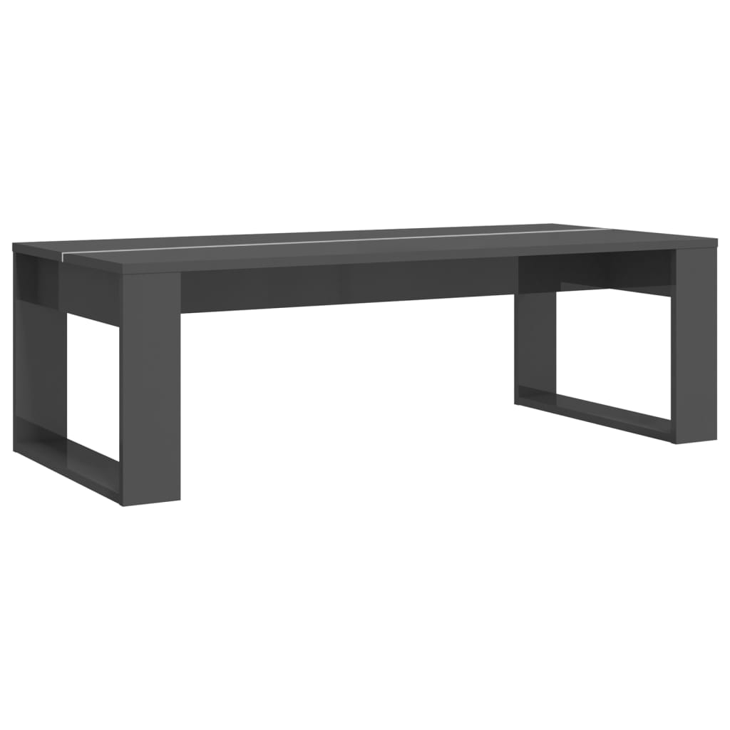 Τραπεζάκι Σαλονιού Γυαλ. Γκρι 110x50x35 εκ. Επεξεργασμένο Ξύλο