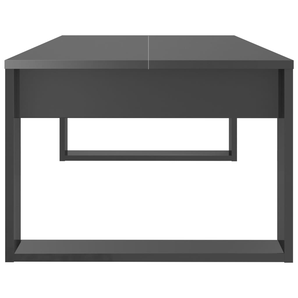 Τραπεζάκι Σαλονιού Γυαλ. Γκρι 110x50x35 εκ. Επεξεργασμένο Ξύλο
