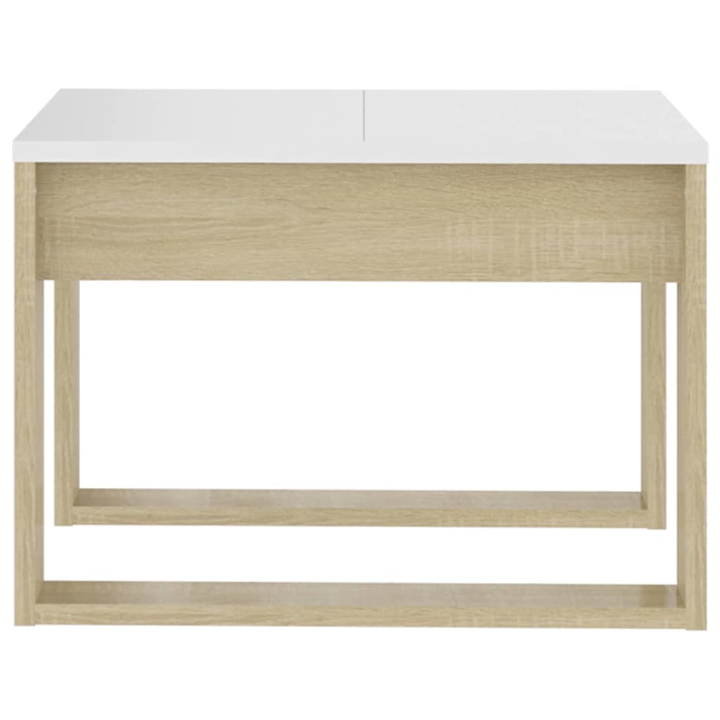 Τραπέζι Βοηθητικό Λευκό/Sonoma Δρυς 50x50x35 εκ. Μοριοσανίδα - Pakobazaar