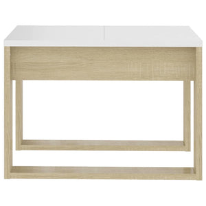 Τραπέζι Βοηθητικό Λευκό/Sonoma Δρυς 50x50x35 εκ. Μοριοσανίδα - Pakobazaar