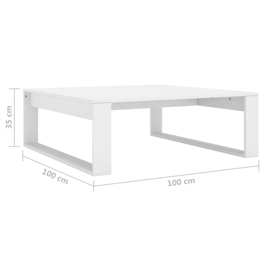 Τραπεζάκι Σαλονιού Λευκό 100x100x35 εκ. Επεξ. Ξύλο - Pakobazaar