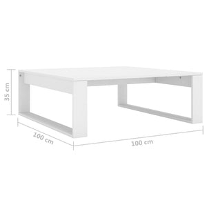 Τραπεζάκι Σαλονιού Λευκό 100x100x35 εκ. Επεξ. Ξύλο - Pakobazaar