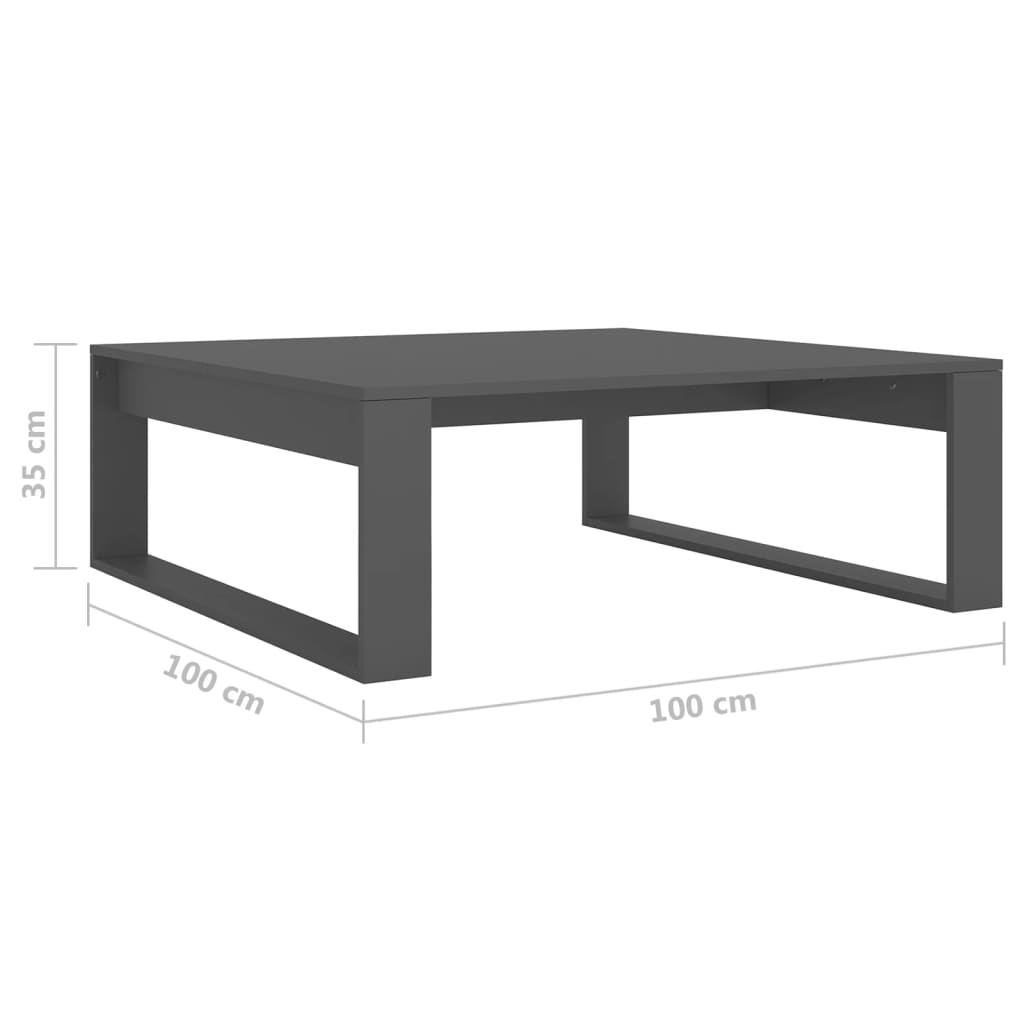 Τραπεζάκι Σαλονιού Γκρι 100 x 100 x 35 εκ. Μοριοσανίδα
