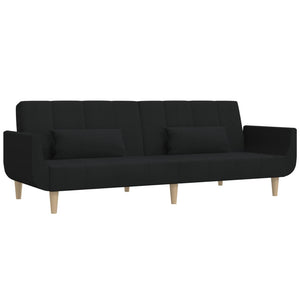 Καναπές Κρεβάτι Διθέσιος Μαύρος Υφασμάτινος με Δύο Μαξιλάρια - Pakobazaar