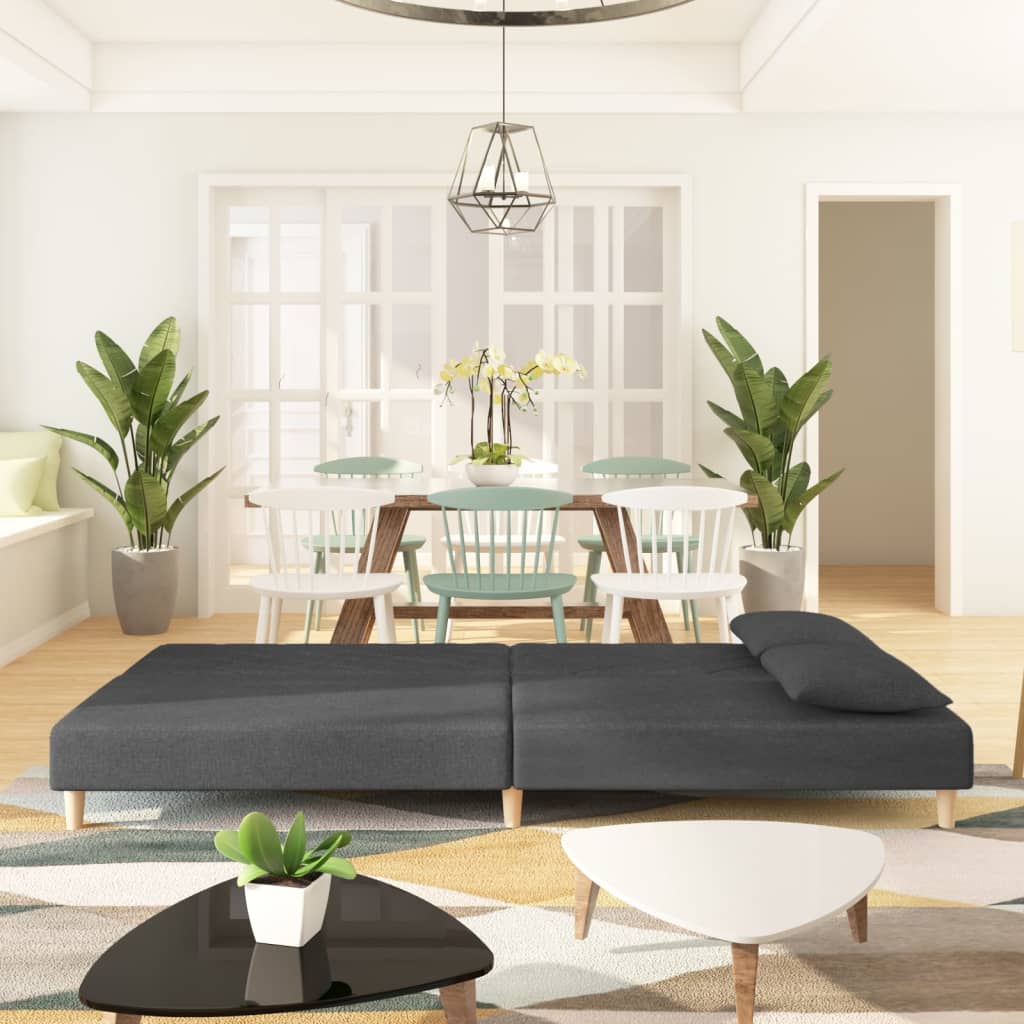 Καναπές Κρεβάτι Διθέσιος Σκούρο Γκρι Υφασμάτινος με 2 Μαξιλάρια