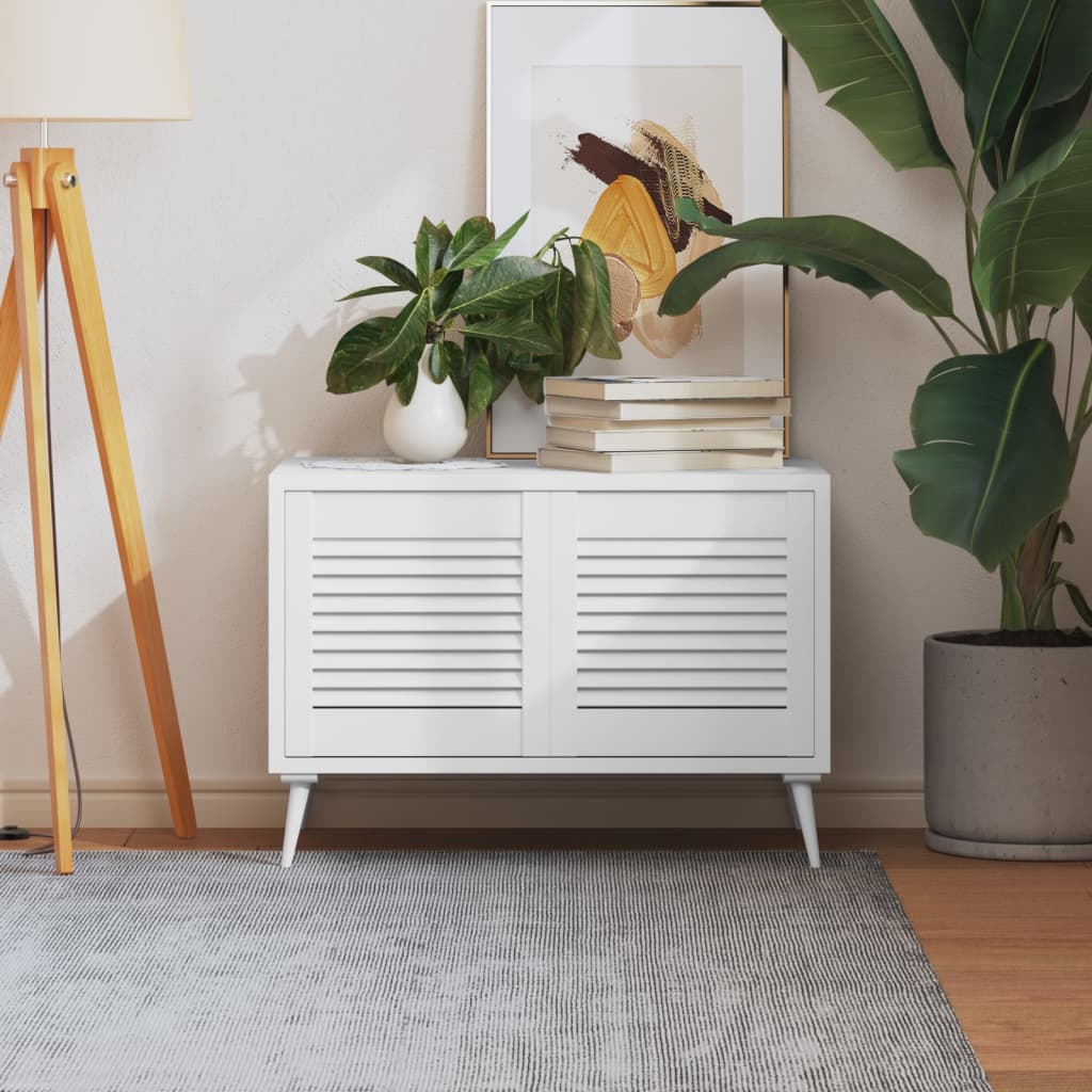 Πορτάκια με Περσίδες 2 Τεμ. Λευκά 39,5x39,4εκ Μασίφ Ξύλο Πεύκου - PAKOBAZAAR