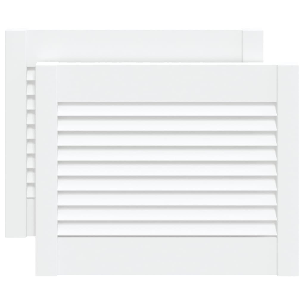 Πορτάκια με Περσίδες 2 Τεμ. Λευκά 39,5x49,4εκ Μασίφ Ξύλο Πεύκου - PAKOBAZAAR