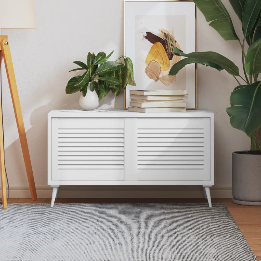 Πορτάκια με Περσίδες 2 Τεμ. Λευκά 39,5x49,4εκ Μασίφ Ξύλο Πεύκου - PAKOBAZAAR