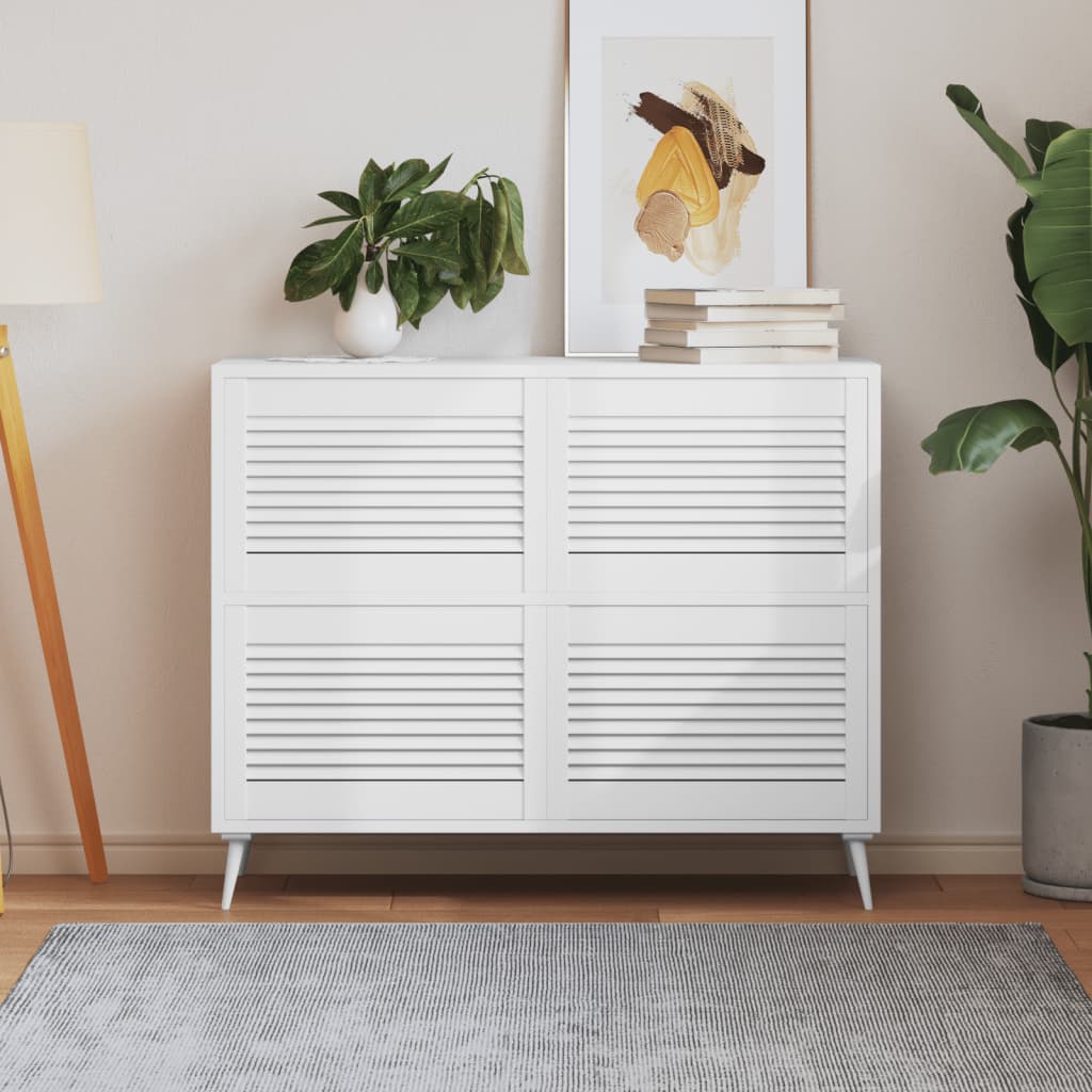 Πορτάκια με Περσίδες 4 Τεμ. Λευκά 39,5x59,4εκ Μασίφ Ξύλο Πεύκου - PAKOBAZAAR