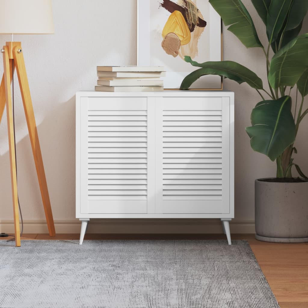 Πορτάκια με Περσίδες 2 Τεμ. Λευκά 61,5x39,4εκ Μασίφ Ξύλο Πεύκου - PAKOBAZAAR