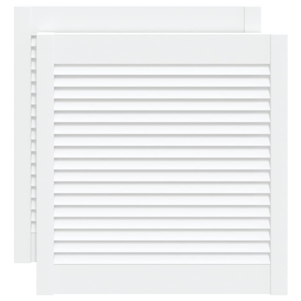 Πορτάκια με Περσίδες 2 Τεμ. Λευκά 61,5x59,4εκ Μασίφ Ξύλο Πεύκου - PAKOBAZAAR