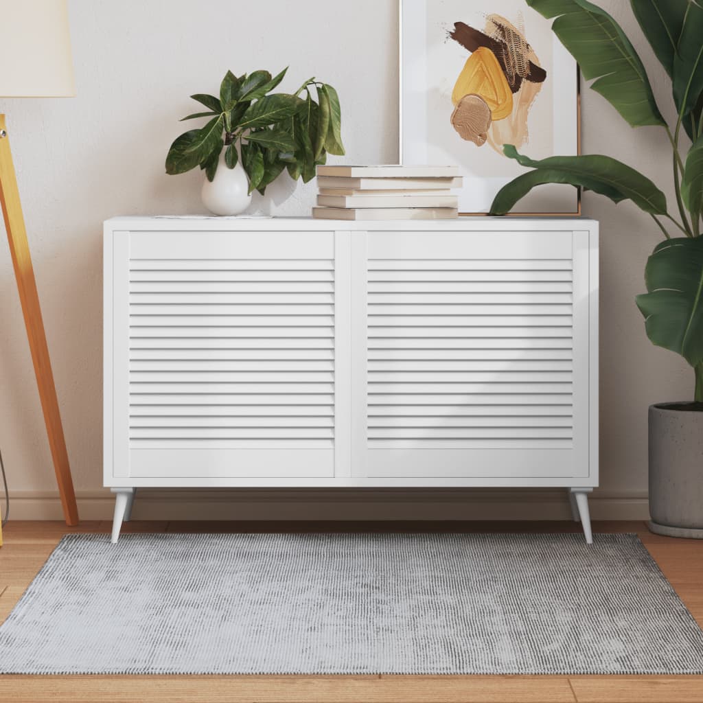 Πορτάκια με Περσίδες 2 Τεμ. Λευκά 61,5x59,4εκ Μασίφ Ξύλο Πεύκου - PAKOBAZAAR