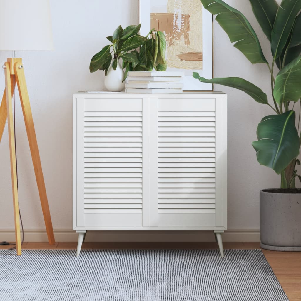 Πορτάκια με Περσίδες 2 Τεμ. Λευκά 69x39,4εκ Μασίφ Ξύλο Πεύκου - PAKOBAZAAR