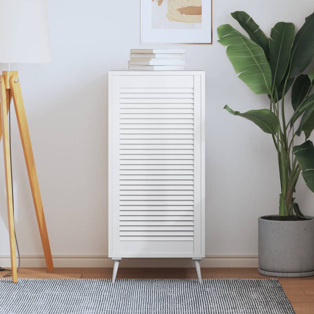 Πορτάκι με Περσίδες Λευκό 99,3x49,4 εκ. από Μασίφ Ξύλο Πεύκου - PAKOBAZAAR