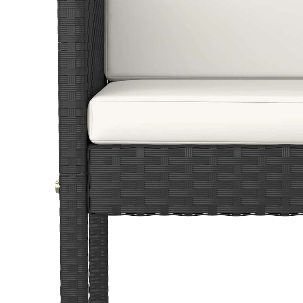 Σκαμπό Μπαρ 2 τεμ. Μαύρο από Συνθετικό Ρατάν με Μαξιλάρια - Pakobazaar
