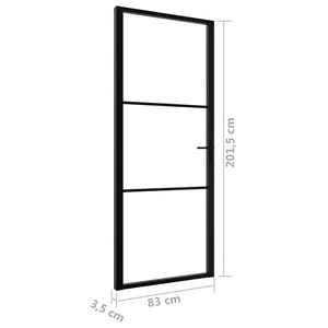Πόρτα Εσωτερική Μαύρη 83 x 201,5 εκ. από Γυαλί ESG / Αλουμίνιο - Pakobazaar