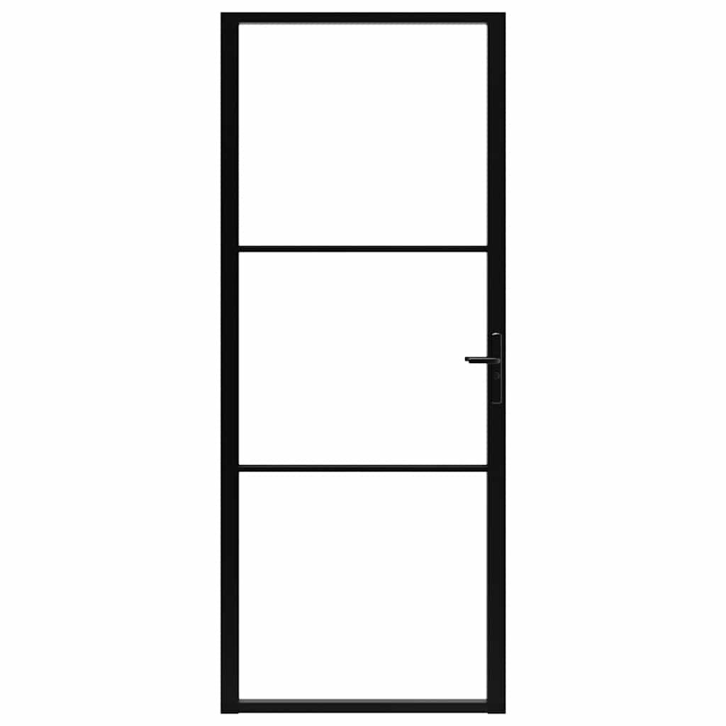 Πόρτα Εσωτερική Μαύρη 93 x 201,5 εκ. από Γυαλί ESG / Αλουμίνιο - PAKOBAZAAR