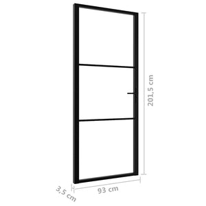 Πόρτα Εσωτερική Μαύρη 93 x 201,5 εκ. από Γυαλί ESG / Αλουμίνιο - Pakobazaar