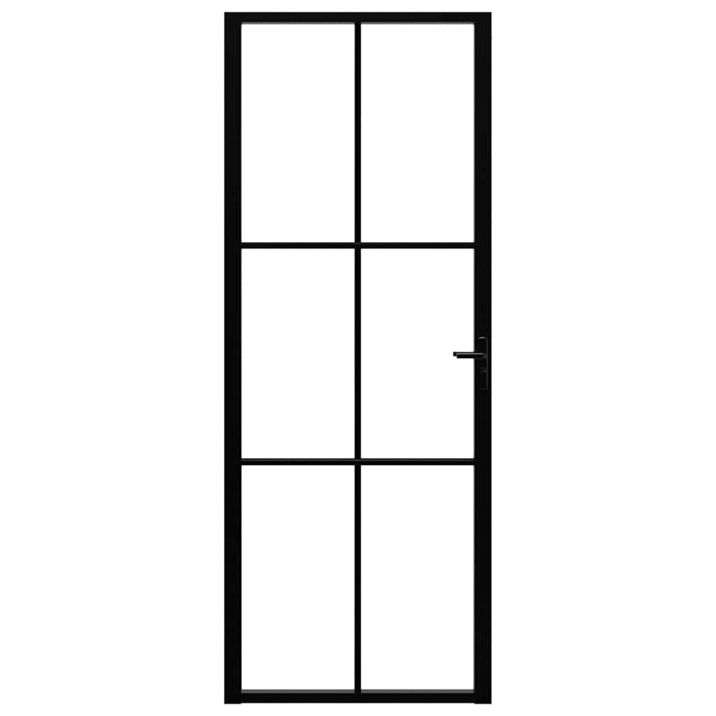 Πόρτα Εσωτερική Μαύρη 76 x 201,5 εκ. από Γυαλί ESG / Αλουμίνιο - PAKOBAZAAR