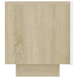 Κομοδίνο Λευκό/Sonoma Δρυς 100 x 35 x 40 εκ. από Μοριοσανίδα