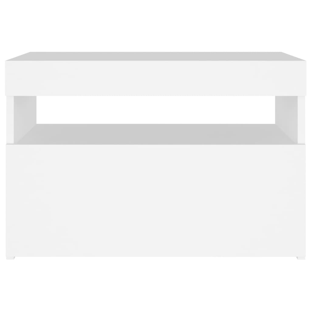 Κομοδίνα με LED 2 τεμ. Λευκά 60x35x40 εκ. Επεξεργασμένο Ξύλο - PAKOBAZAAR