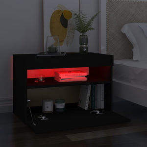 Κομοδίνα με LED 2 τεμ. Μαύρα 60 x 35 x 40εκ. Επεξεργασμένο Ξύλο