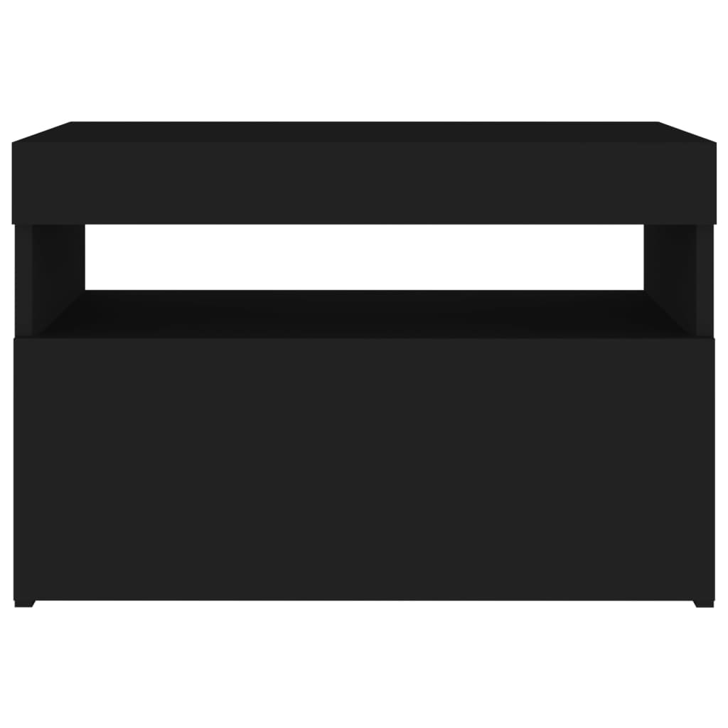Κομοδίνα με LED 2 τεμ. Μαύρα 60 x 35 x 40εκ. Επεξεργασμένο Ξύλο